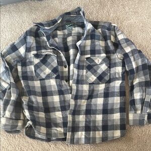 Blue and White Plaid Flannel Shirt